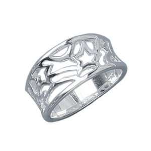  Ladies Sterling Silver Stars Filigree Band Ring Jewelry