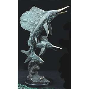  Bronzed Patina Nautical Sailfish Sculpture