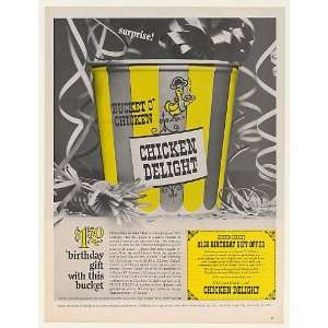  1967 Chicken Delight Restaurant Bucket O Chicken Print Ad 