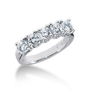  1.25 Ct Diamond Wedding Band Ring Round Prong 14k White 