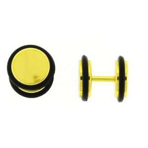 Anodized Yellow Stainless Steel Fake Plug   8mm   16G wire   Sold as a 