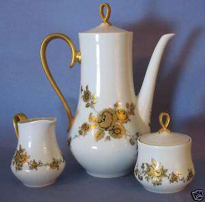 Alboth & Kaiser W. German Gilded Gold Rose Tea Set  