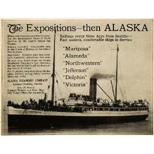 1915 Ad Alaska Steamship Dolphin Alameda Victoria Mariposa Seattle 
