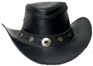 Genuine Leather Western Cowboy Hat Black  