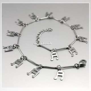 316L Stainless Steel Note Ankle Bracelet Chain 4H015  