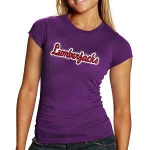   Lumberjacks Ladies Glitter Script T Shirt   Purple