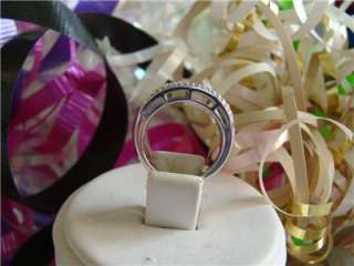 925/Platinum White Diamond Thick Band Ring, Size 7  