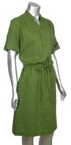 Sutton Studio Womens Linen Green Brown White Aqua Casual Beach Dress 