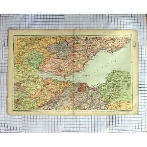 ANTIQUE MAP 1900 SCOTLAND EDINBURGH DUNFERMLINE FORTH 