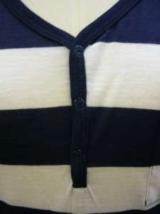 BCBG paris navy white 3/4 sleeve striped tee size XL  