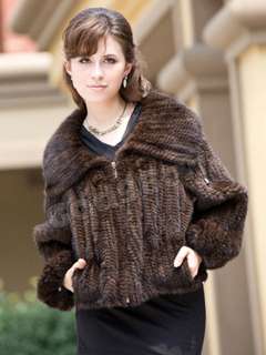   Genuine Knitted Mink Fur Zip Coat Outwear Jacket Women Fashion Winter