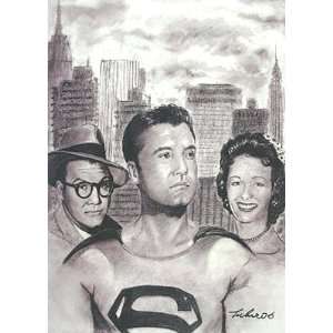  Clark Kent (Superman) Portrait Charcoal Drawing Matted 16 