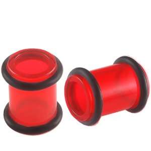 0G 0 gauge 8mm   Red Acrylic Flesh Tunnels Ear Plugs Earlets with 