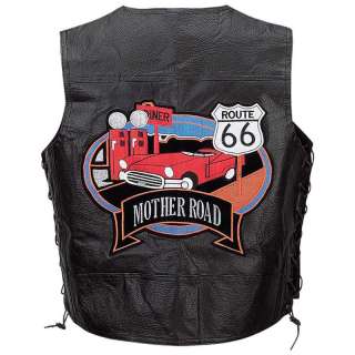 Route 66 Buffalo Leather Biker Motorcycle Vest GFV66  