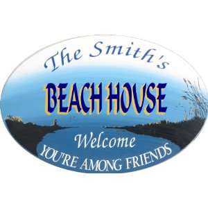  Beach House Oval Personalized w/ Framed Edge 11x18 Davis 