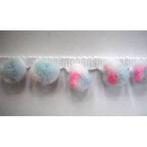   Washable Mini Ball Fringe Pink Blue White 3/4 Arts, Crafts & Sewing