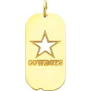  14K Gold NFL Dallas Cowboys Star Logo Dog Tag Charm 