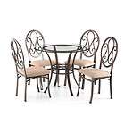LUCIANNA Dining Table & 4 Chairs Round w/ Glass Top Metal Base Set NEW 