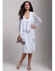 Roamans Plus Size Sequined Lace Empire Waist Jacket Dress