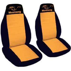 set of Black and Orange Mustang seat covers for a 2011 Ford Mustang 