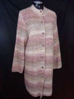 Jill Size L Pink Marled Long Duster Cardigan Sweater Top  