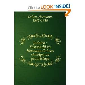  Judaica  Festschrift zu Hermann Cohens siebzigstem 