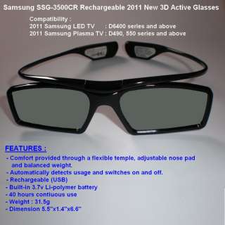 Samsung SSG 3500CR 2011 New 3D Active Glasses   2 Pairs  