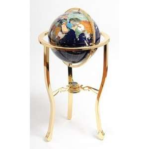  Lapis Globe 3 Legged High Stand Gold Stand
