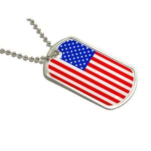  USA American Flag Patriotic   Military Dog Tag Keychain 