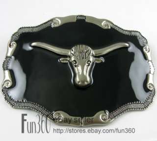 Western Cowboy Texas Longhorn Bull OX Cow Buffalo Bovine Buckle 