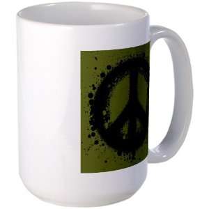  Large Mug Coffee Drink Cup Peace Symbol Ink Blot 