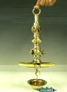 Brass Hanging Sabbath Lamp Judenstern Germany Ca 1880  