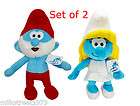 Set of 2 The Smurfs Toy 14 Soft Papa and Girl Plush Do