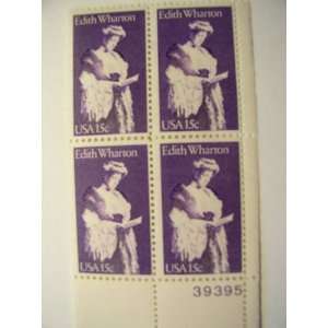   , 1980, Edith Wharton, S# 1832, Plate Block of 4 15 Cent Stamps, MNH