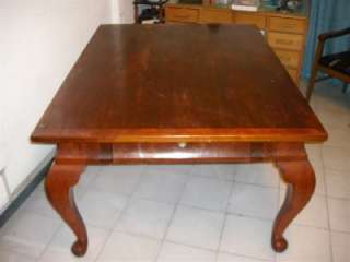 MAHOGANY ANTIQUE ITALIAN DINING ROOM TABLE WITH LEAVES  