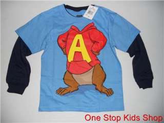 ALVIN AND THE CHIPMUNKS 4 5 6 7 Long Sleeved SHIRT Costume Top  