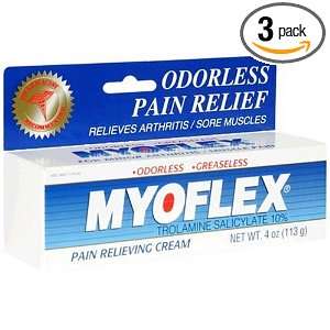  Myoflex Odorless Pain Relieving Cream, 4 Ounce Tubes (Pack 