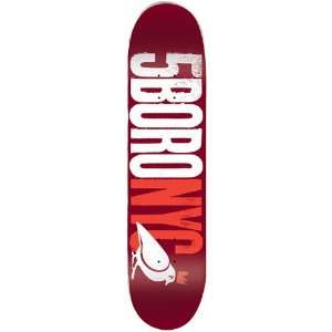  5Boro Letterpress Logo Red 7.7 Deck with Grip Sports 