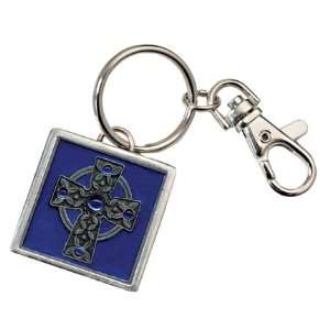  Blue Celtic Cross Metal Key Chain