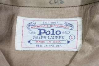 Vtg Polo Ralph Lauren Tan Dungarees Pearl Snap Shirt L  