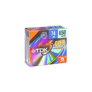  TDK 5 Pack of 74 Minute CD R Discs (CDR74FXM5G 