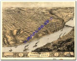 1869 KANSAS CITY MISSOURI City of Fountains MO MAP CD  