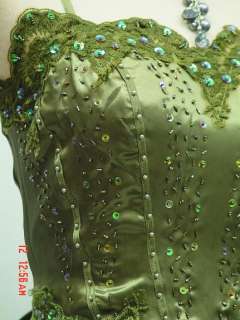   Plus Size Satin Green Lace Sparkle Gown Wedding/Evening Dress UK 18 20