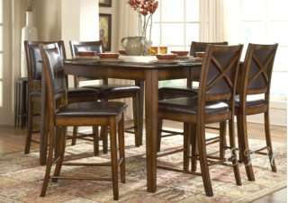 NEW 7PC URBAN OAK COUNTER WOOD DINING TABLE SET CHAIRS  
