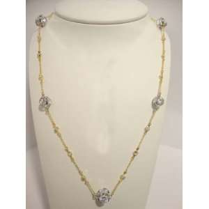  42 Link Style Necklace with CZ Stones in Yellow Gold 