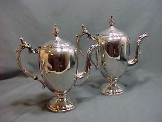 5pc F B Rogers Silverplate Floral Coffee & Tea Set Teapot Pot Cream 
