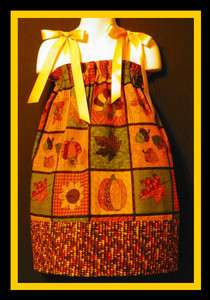 PILLOWCASE DRESS THANKSGIVING PATCHES BOUTIQUE CUSTOM NEW  