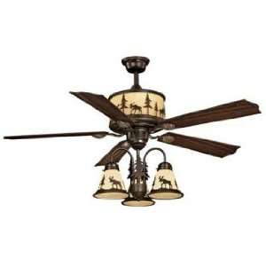  56 Vaxcel Yellowstone Amber Flake Glass Light Ceiling Fan 