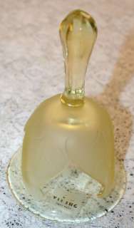 Pretty Yellow Glass & Frosted Leaf Bell ~ VIKING Label  