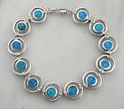Sterling Silver Blue Opal & CZ Circle Bracelet Jewelry